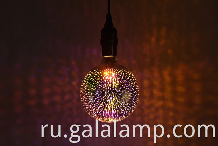 Красочные 3D стеклянные светодиодные лампочки для праздничного фейерверка